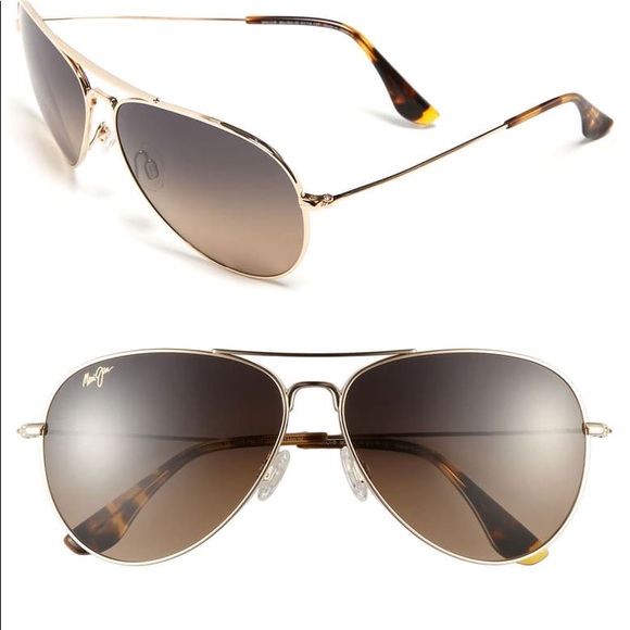 NWOT Maui Jim Mavericks Aviator Sunglasses Gold main image 7